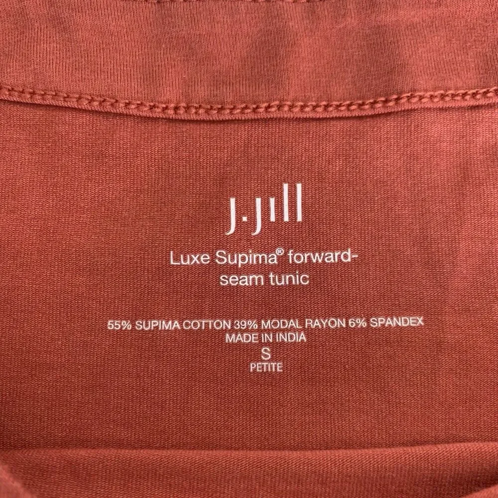 J Jill Luxe Supima Forward-Seam Tunic‎ Top Women S Petite Long Sleeve Stretch - Picture 5 of 8